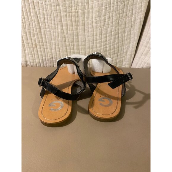 G by Guess Womens Sandals Size 9M Black Leather with Silver Buckle Decor Casual - Picture 10 of 11